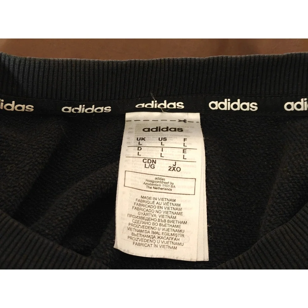 Adidas Mens Essentials 3-Stripes Fleece Sweatshirt Black GT9437 Size Large‎